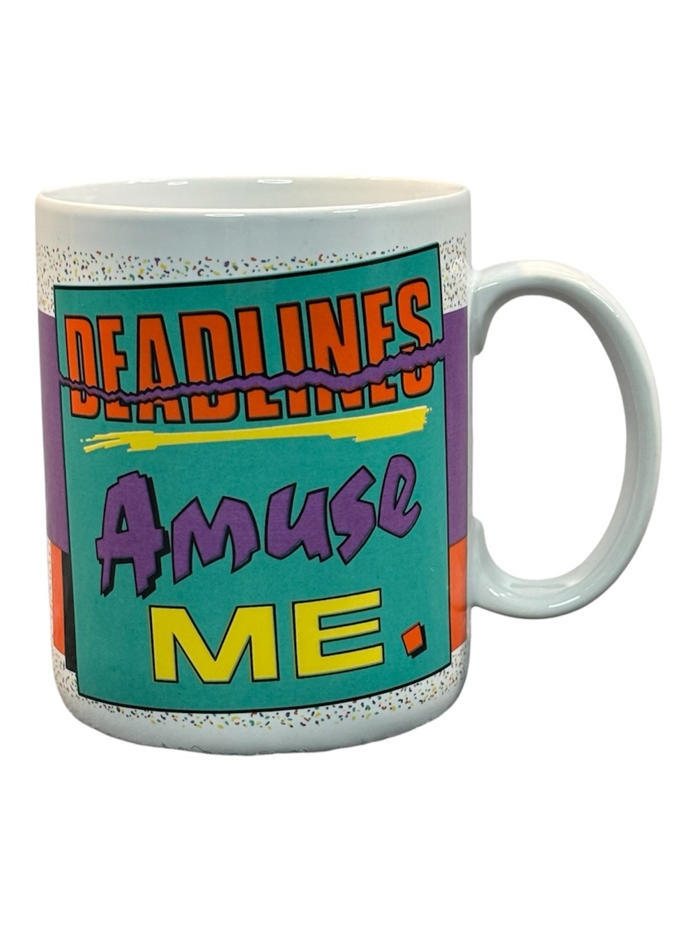 Vintage Papel Freelance Coffee Mug Deadlines Amuse Me Retro Office Humor 1990s